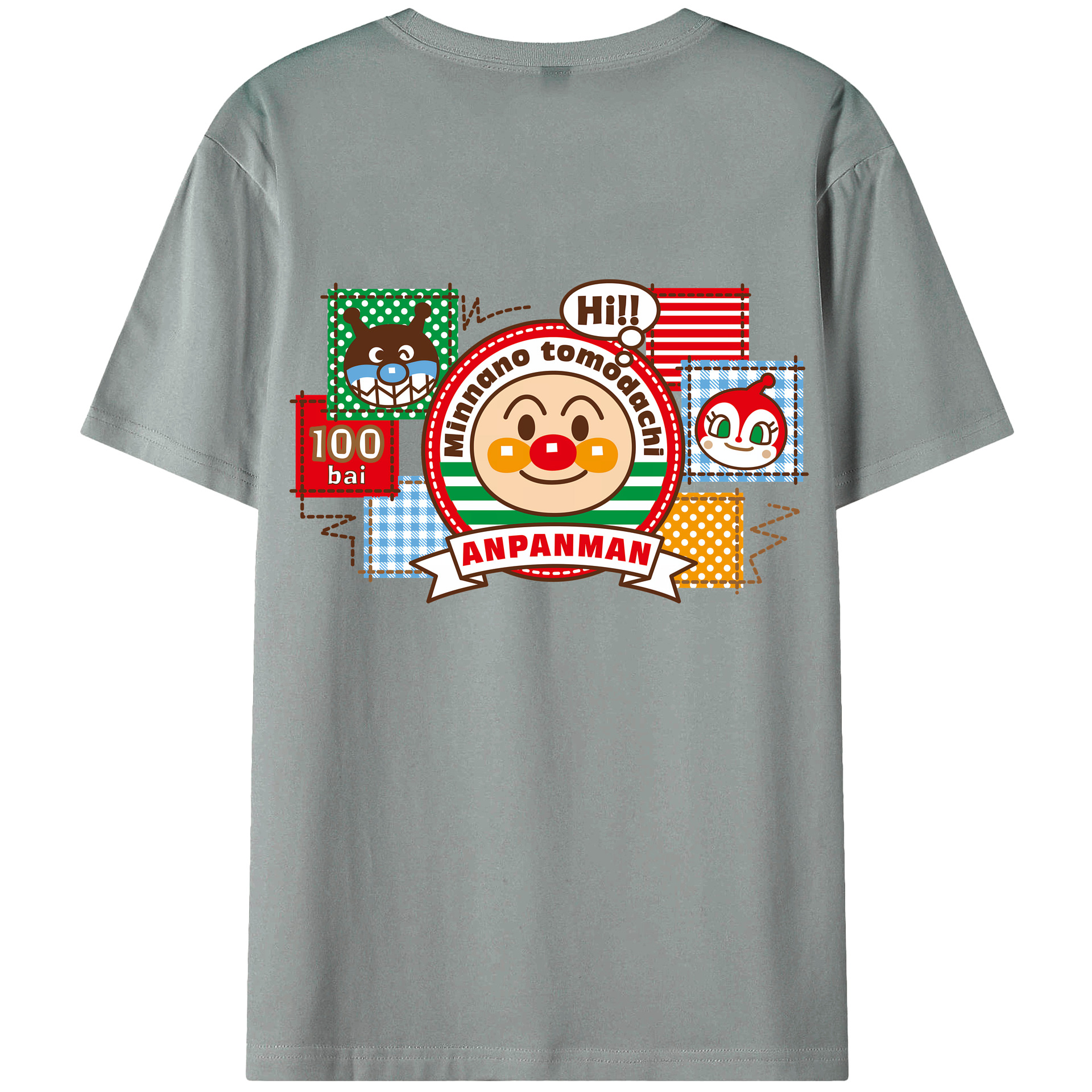 （画像用） アンパンマン Anpanman 綿100％ メンズ半袖Tシャツ（バックプリント） 通気性